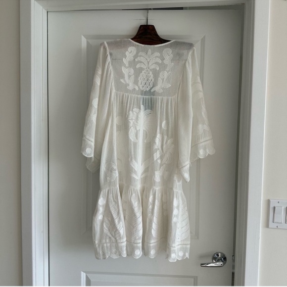 Farm Rio White Palm Tree Cutwork Mini Dress - Picture 9 of 10